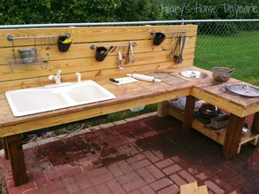 Hilary's Home Daycare mud kitchen