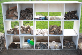 Outdoor loose parts shelf